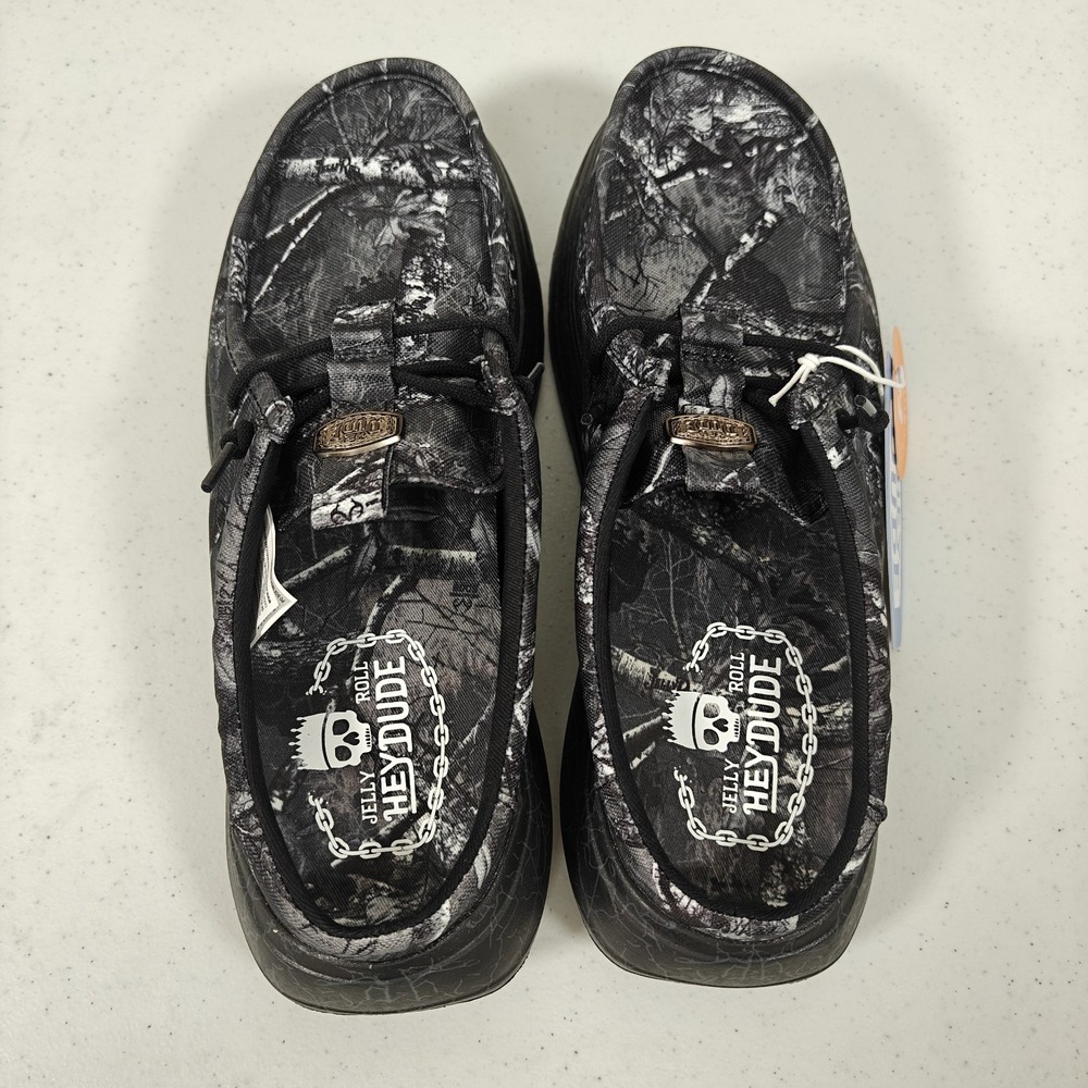 Hey Dude x Jelly Roll Wally Realtree Edge Camo Men's 9 Black Slip On Shoes NWT - Picture 3 of 9